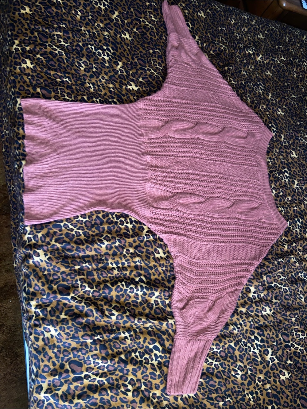 GET 4 $5   Forever 21 Mauve Rose Cable Knit Sweater Dress